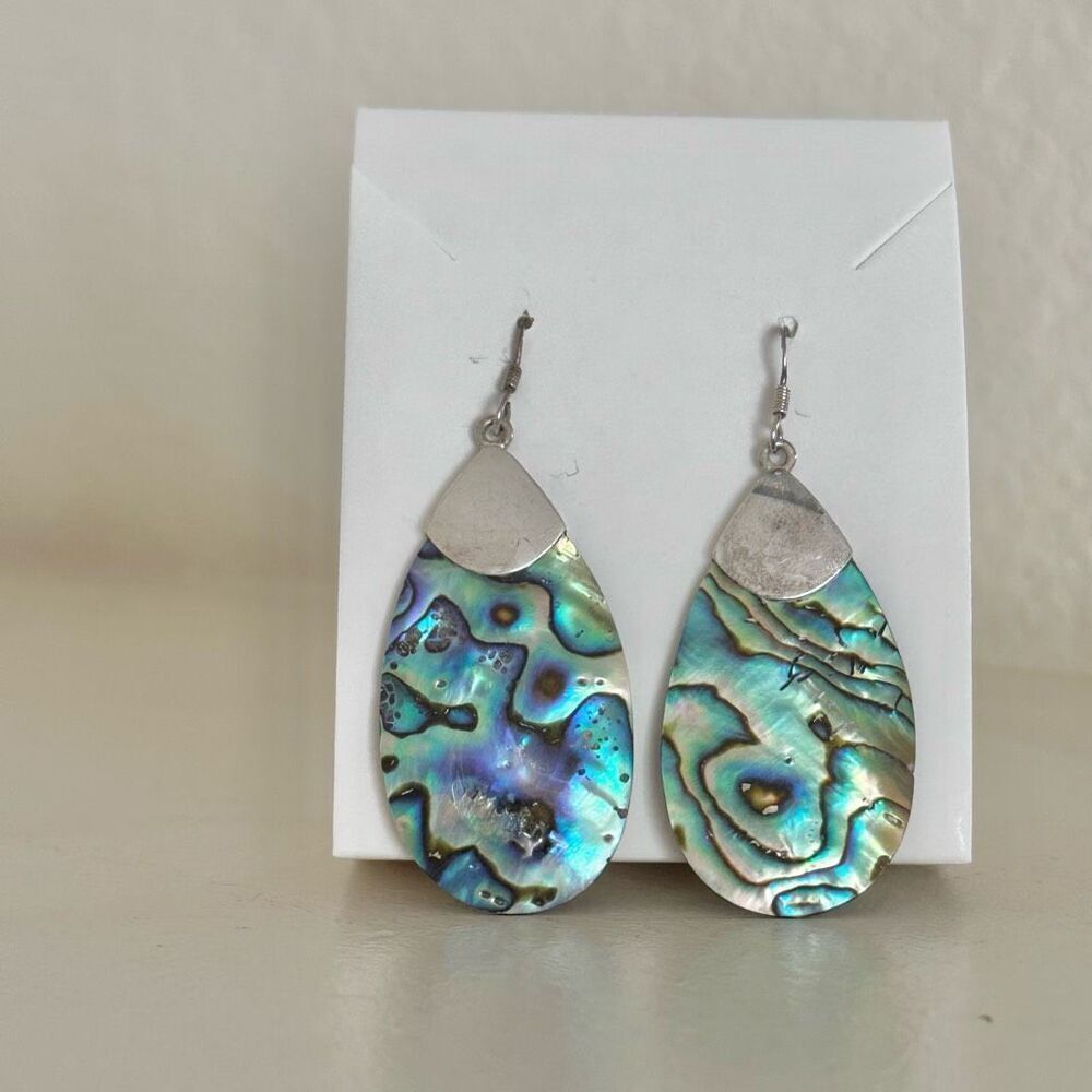 NF Thailand Sterling silver abalone teardrop earrings